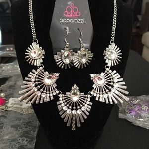 Silver necklace with matching earrings